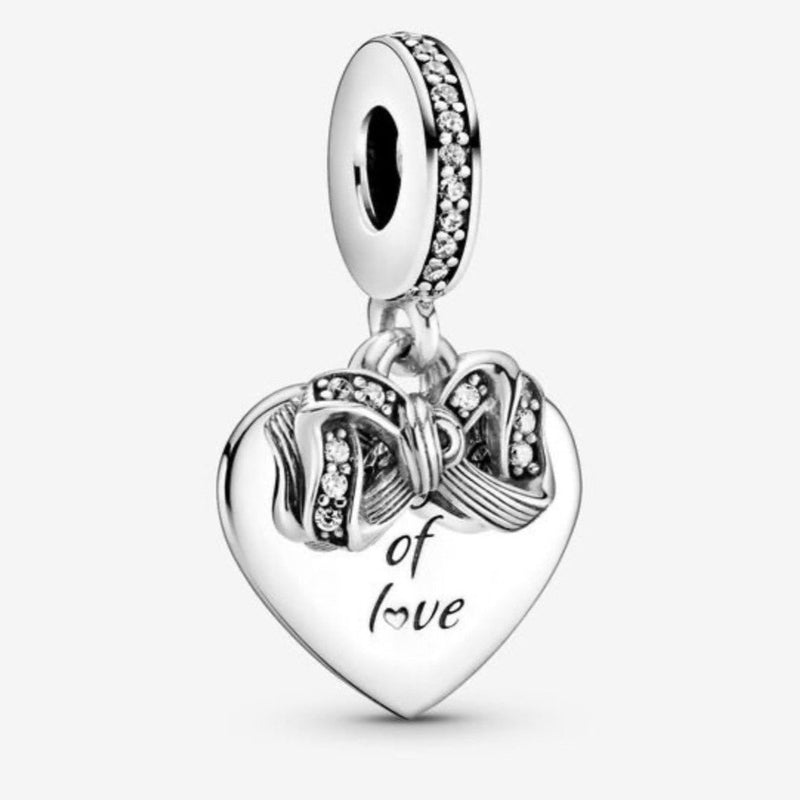 Bow Love Heart Dangle Charm – Fiancée Jewellers - Main Image