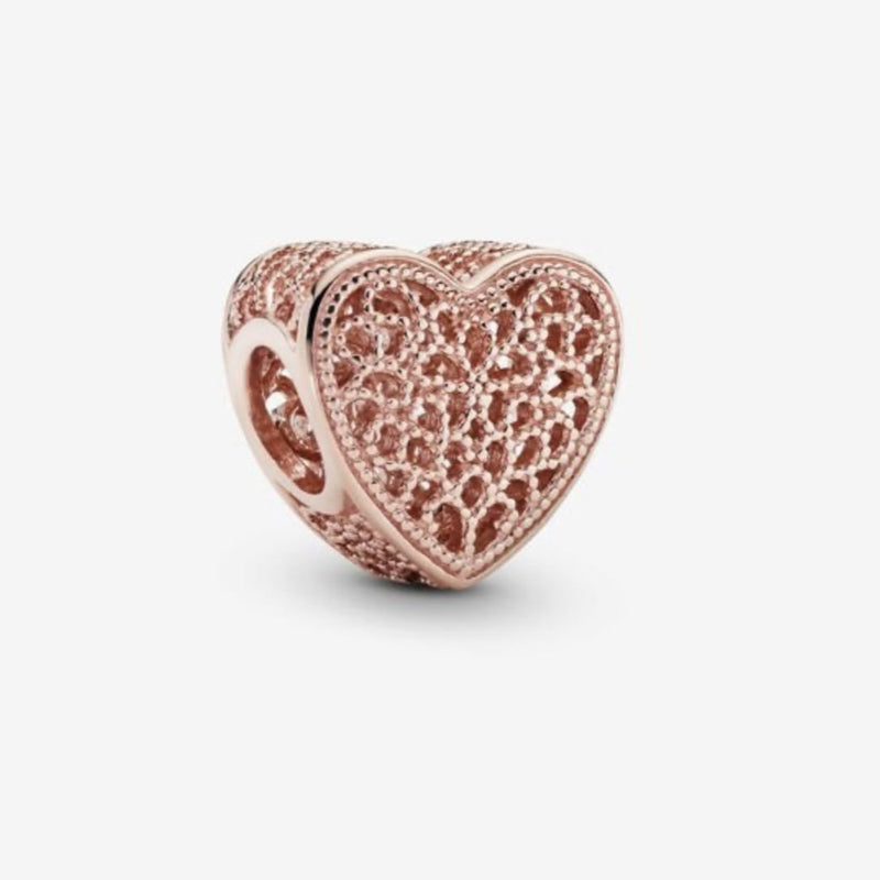 Filigree Beaded Heart Charm – Fiancée Jewellers - Main Image