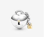Two-Tone Heart and Lock Charm