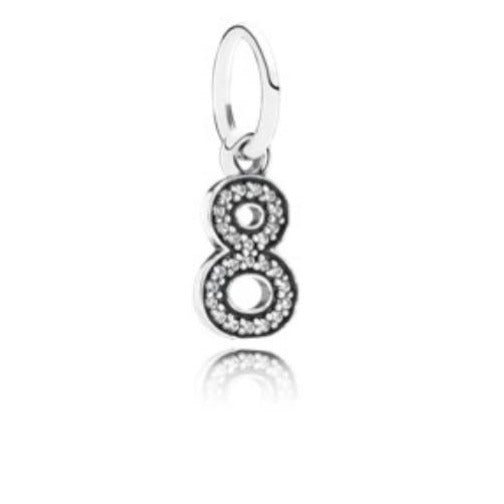 Number eight silver dangle with cubic zirconia - Item #791346CZ - FINAL SALE