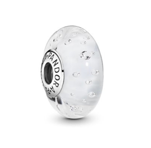 White Fizzle Glass Charm - Item #791617CZ - FINAL SALE