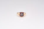 3. Men's, Queen's University "Vintage" Crest Ring - Sterling Silver, 10K White or Yellow Gold