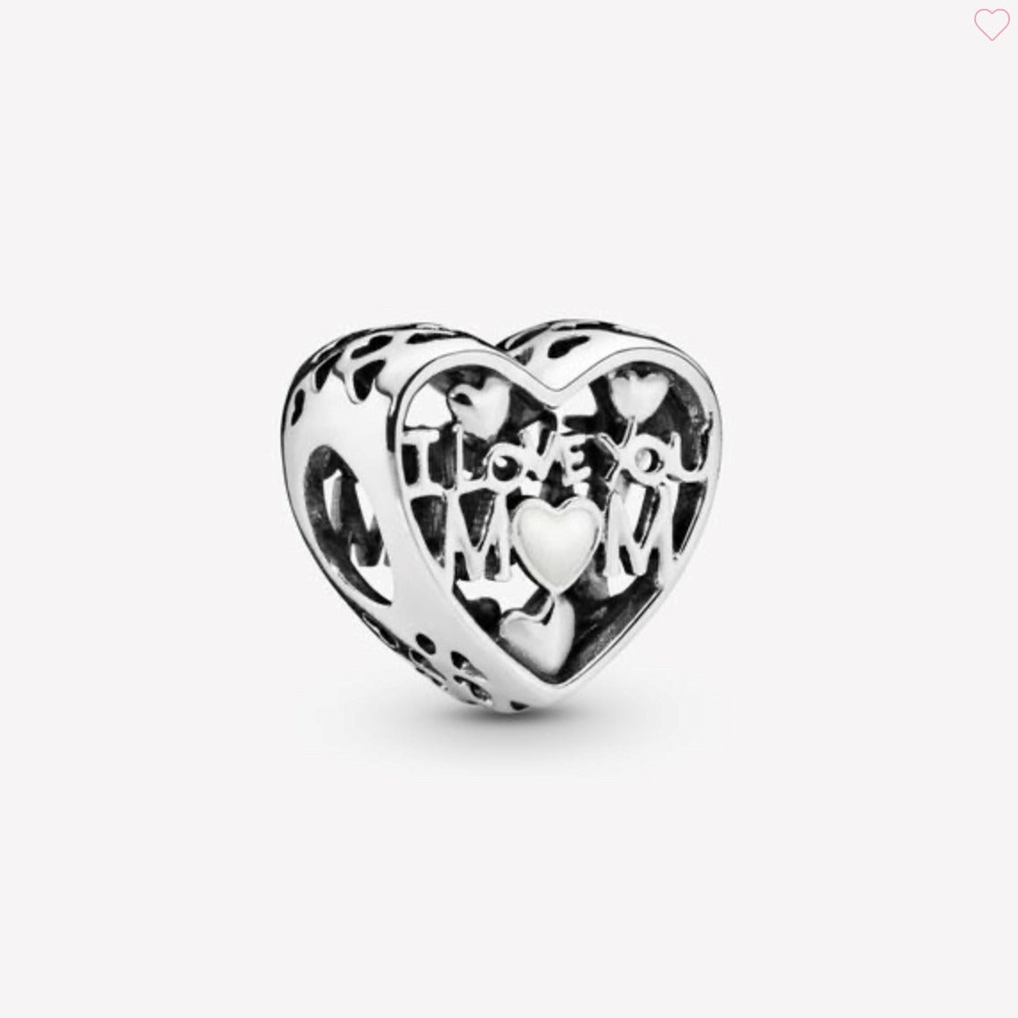 I Love You Mom Heart Charm