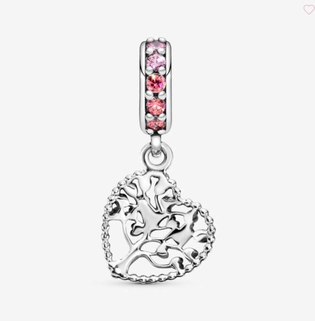 Pink Family Tree Dangle Charm