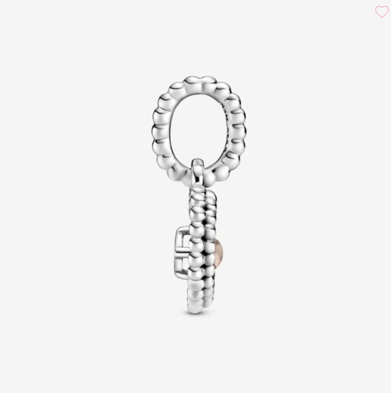 Misty Rose Beaded Heart Dangle Charm (June)