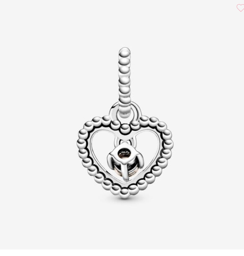 Misty Rose Beaded Heart Dangle Charm (June)