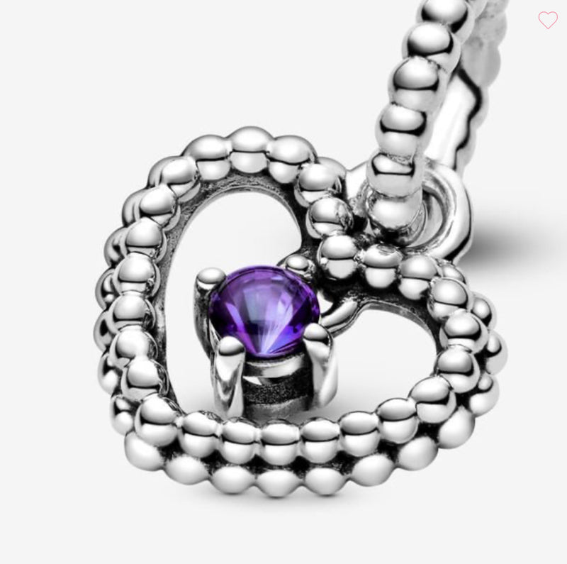 Purple Beaded Heart Dangle Charm (February) – Fiancée Jewellers